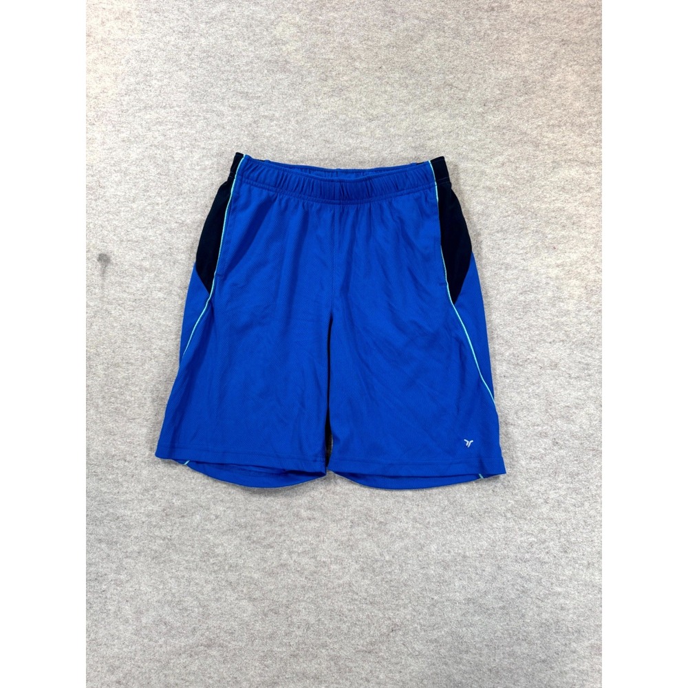 Old Navy Active Go Dry Mesh Performance Shorts Boys L (10-12) Blue Black Logo